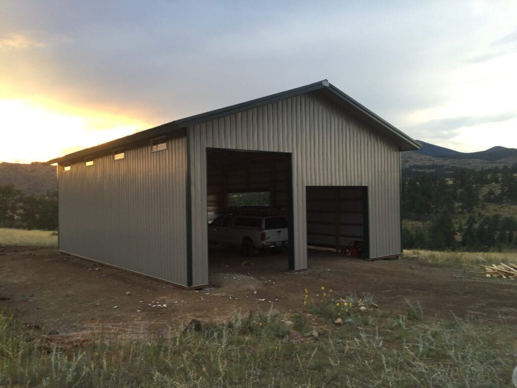 #8743 – Post frame building with Windows – Drake, CO | Steel Structures America