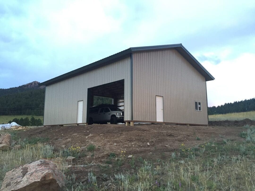#8743 – Post frame building with Windows – Drake, CO | Steel Structures America