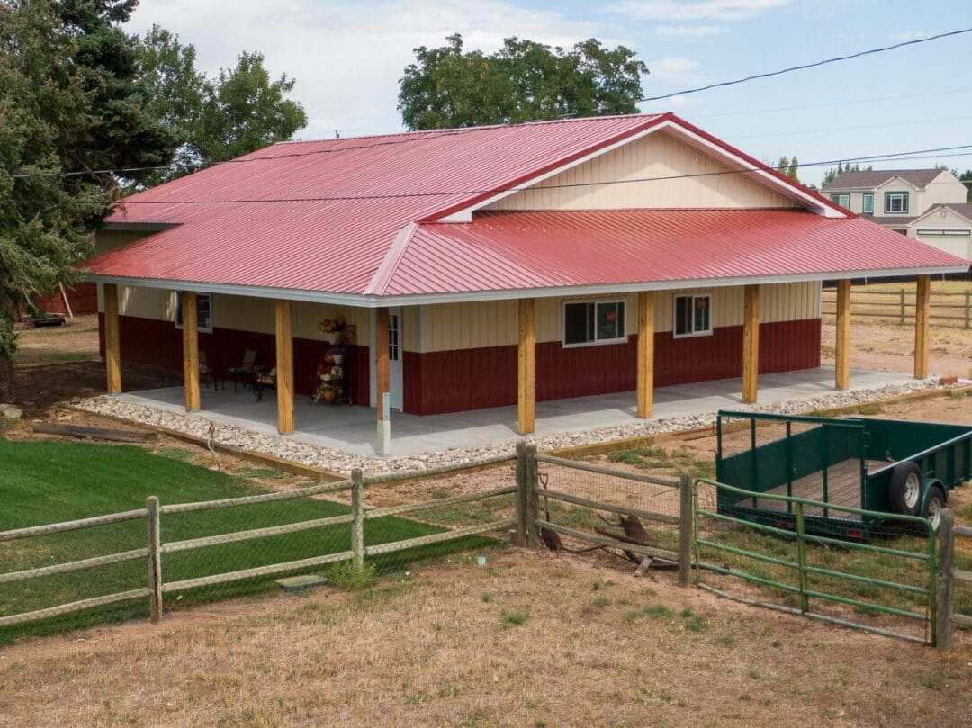#10783 – Pole Building with Wrap Around Lean-to Patio – Lakewood CO | Structures America