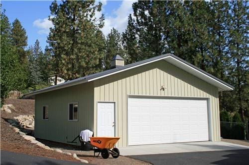 Metal 2 Car Garage #2368 – Nine Mile Falls, WA | Steel Structures America