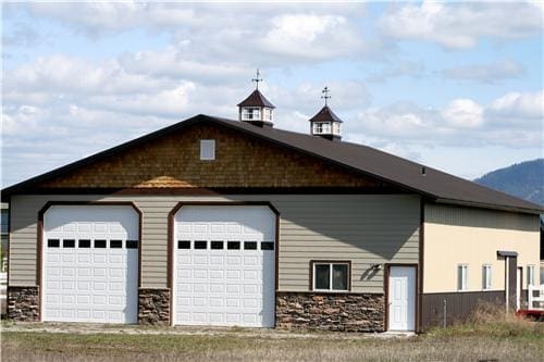 48x50x14 2-Car Garage & Shop #4081 – Post Falls, ID | Steel Structures America