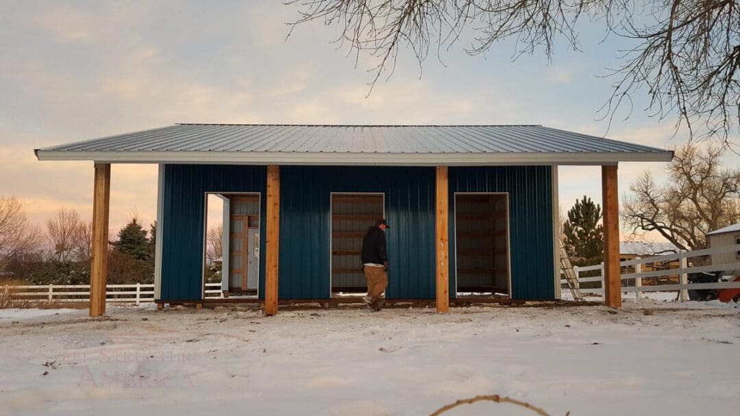 9179 – Open Range Colorado Horse barn with lean to-06 | Steel Structures America