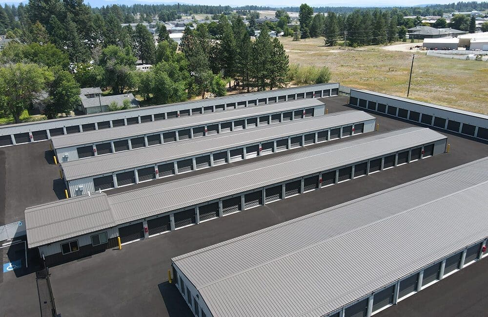 aerial view of a storage facility