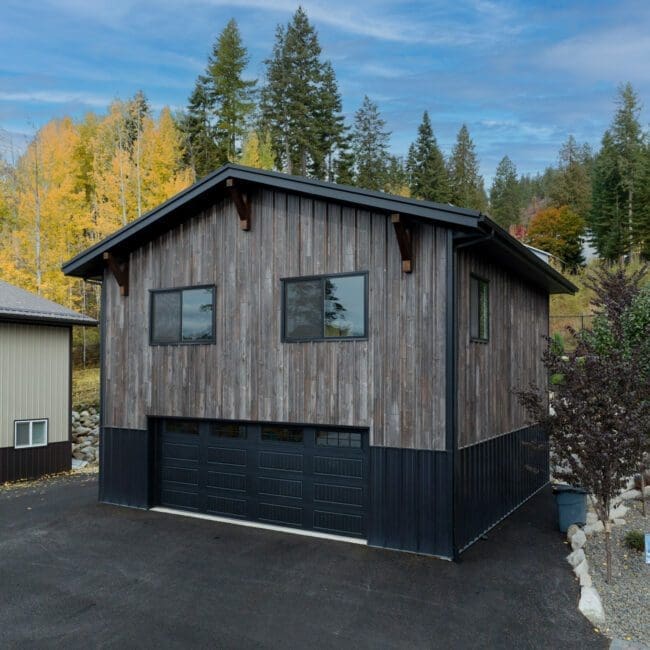 woodgrain steel garage