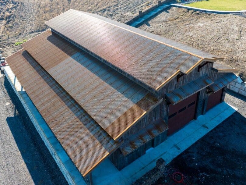 48 x 72 x 21 Event Barn with a 8 x 72 x 8 Enclosed Lean-to in Walla Walla, WA