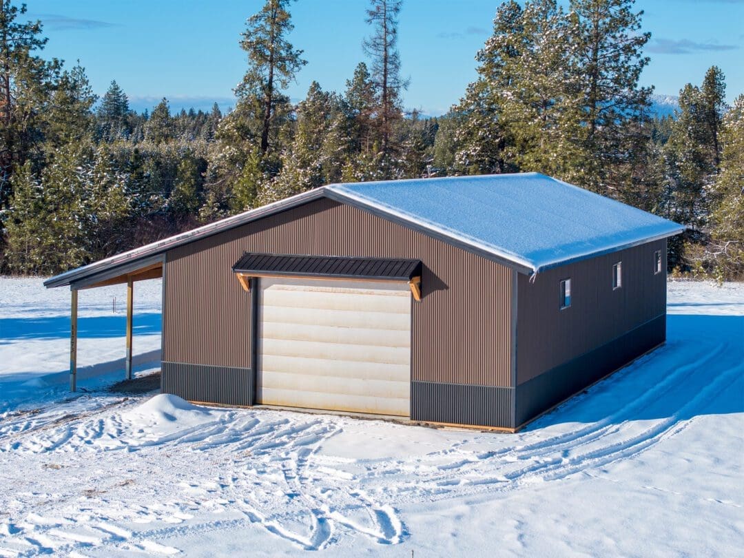 corrugated barn with lean-to