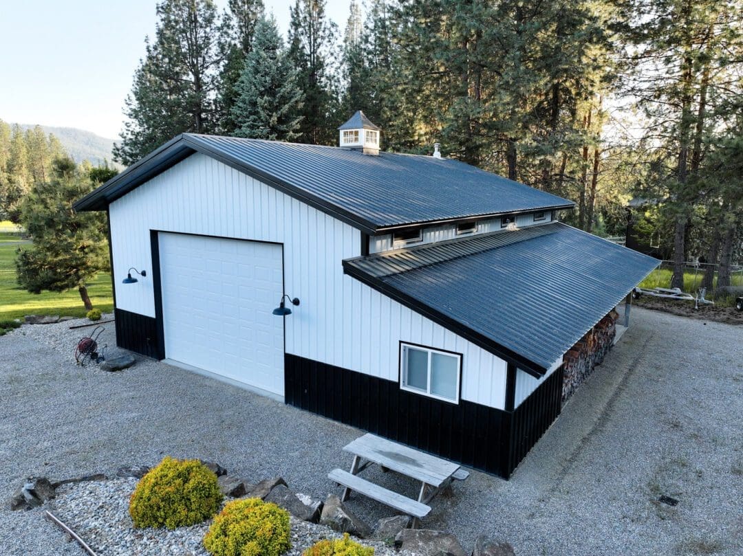Residential Pole Barn with Lean-to in North Idaho