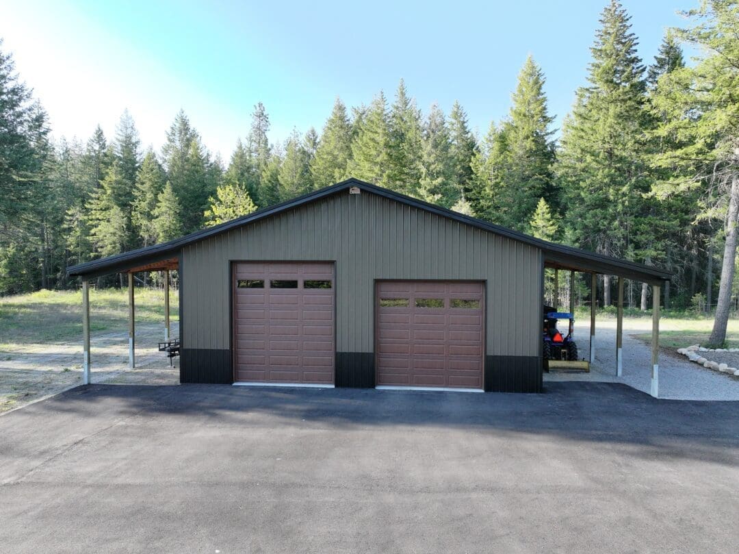 #12477 – 40x50x16 Shop with Dual 12×50 Lean-Tos in Rathdrum, ID