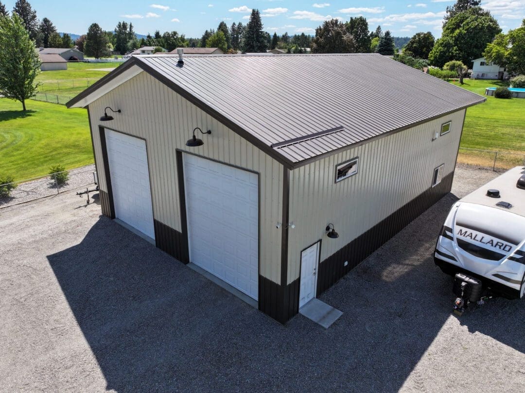 Durable 29-gauge metal roof and siding on pole building (12586)