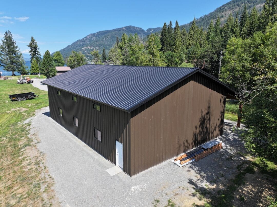 Custom 40x60 residential shop with lean-to in Hope Idaho