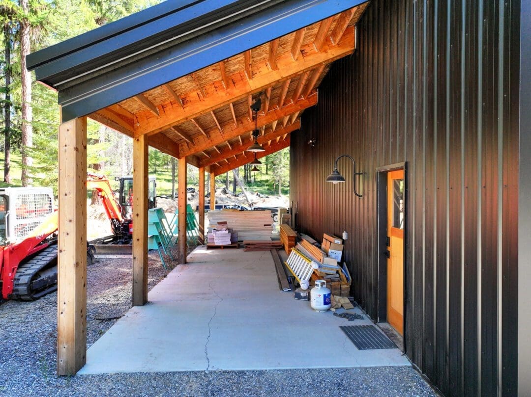 Post-frame shop with cedar details and vented ridge built in Stevens County