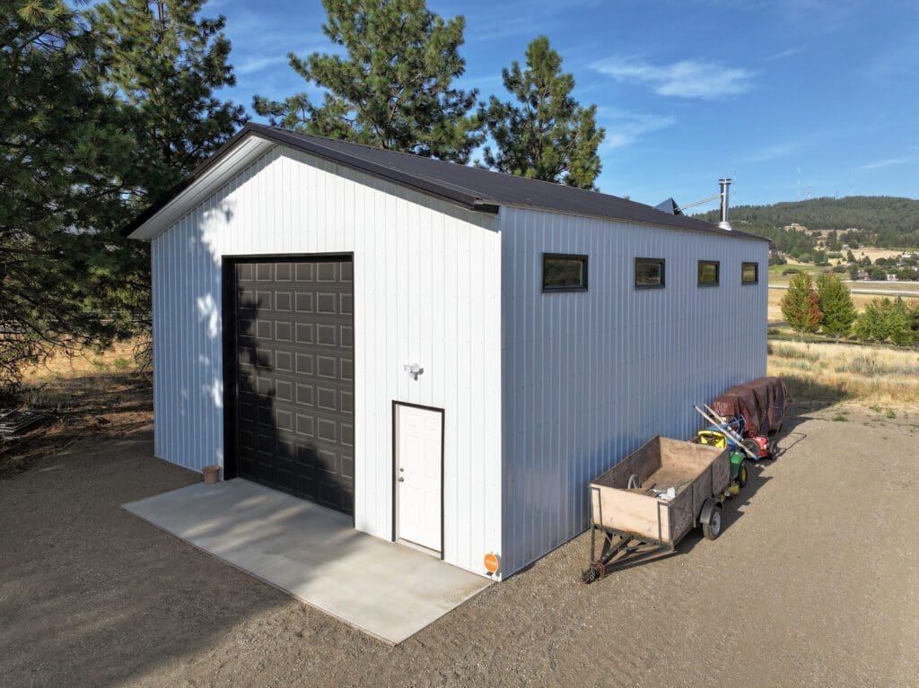 Steel siding and roofing detail on Spokane residential shop project