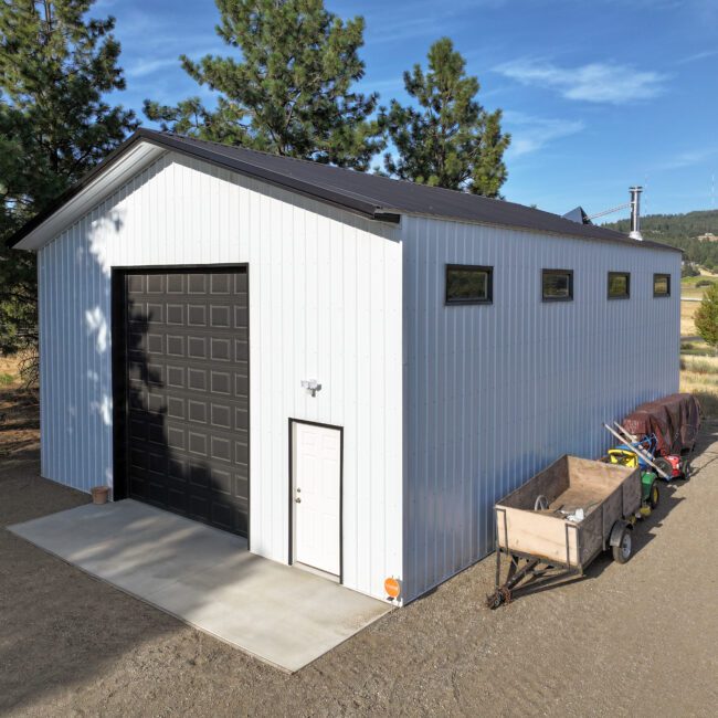 Steel siding and roofing detail on Spokane residential shop project