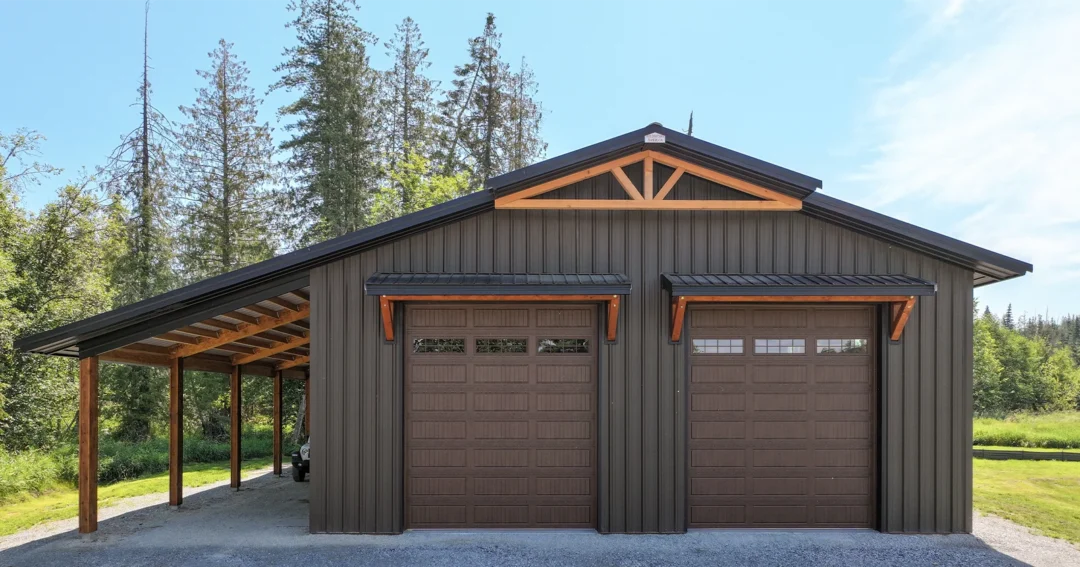 Steel Siding on a shop built by Steel structures America looks like it's made of wood