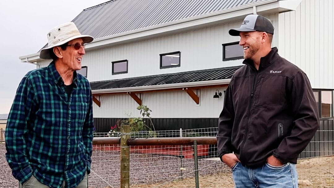A man discusses his new shouse with his contractor from Steel Structures America