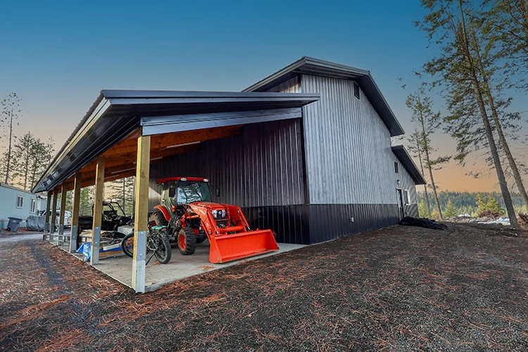A lean to on a shop provides extra storage space at a low cost