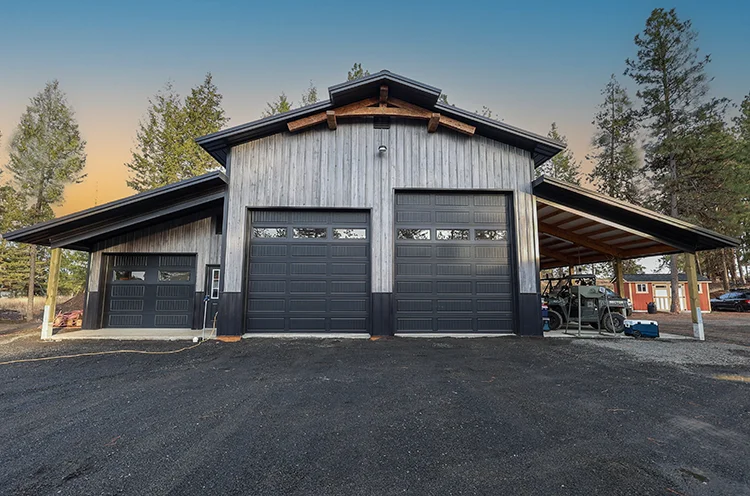 A shop with double lean to's provides for exceptional storage and useability