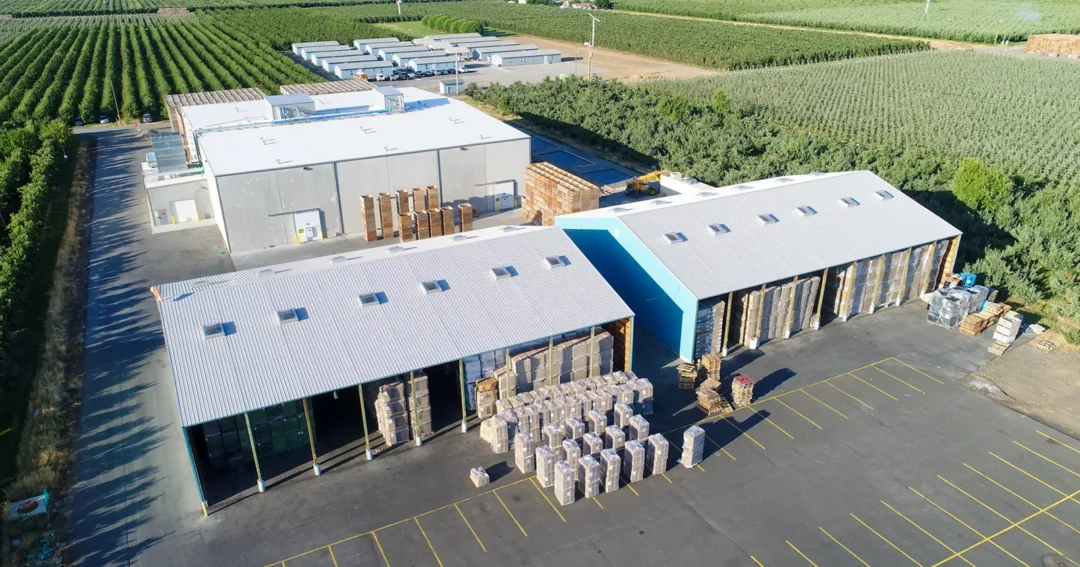 An agricultural farm equipment storage building