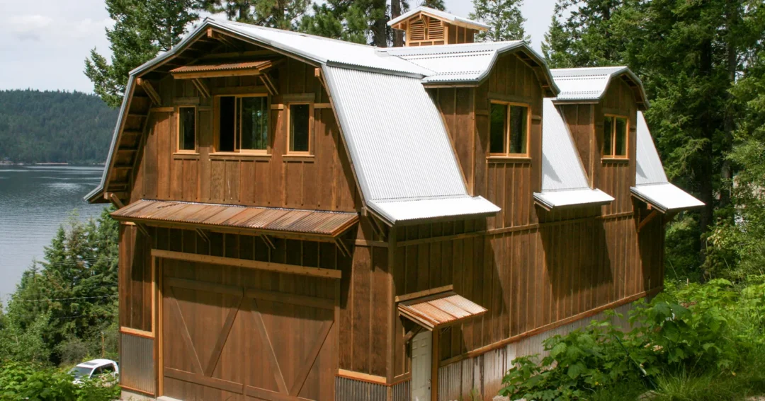 A $200 per square foot barndominium featuring wood look metal