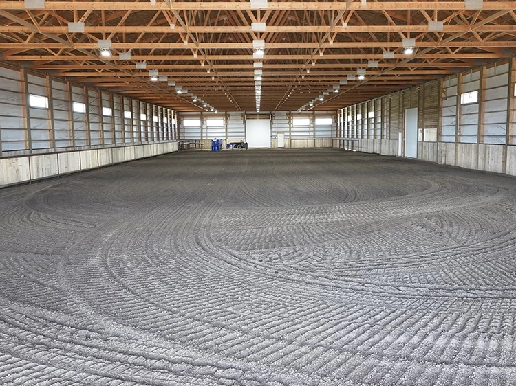 Interior of a custom horse arena pole barn