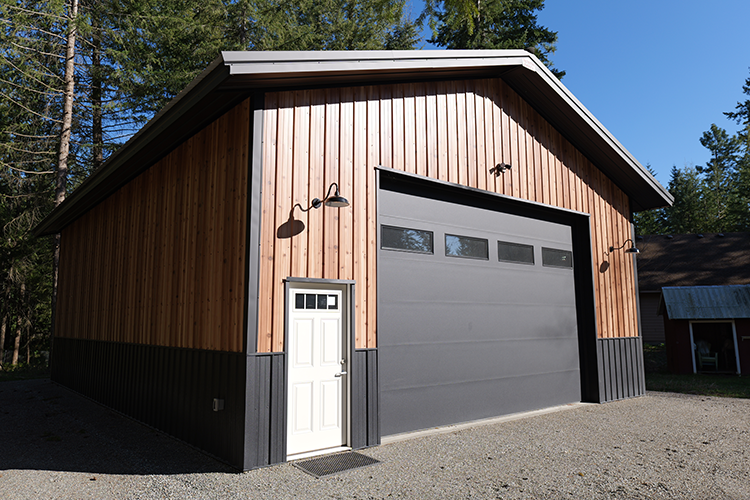 A Post frame shop in two tone brown and black