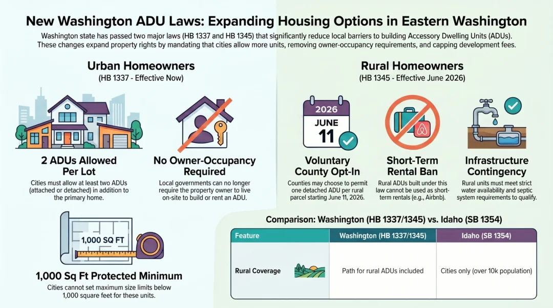 An infographic about washington's latest ADU laws